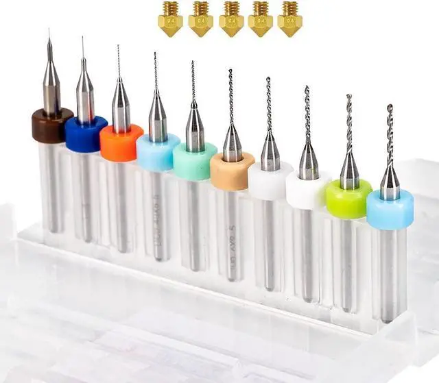 Main image of TRONXY 3D Printer Nozzle Cleaning Kit, 10 pcs 0.1-1.0 mm Needles Drill Bits + 5 pcs MK8 Nozzle 0.4 mm Hardened Steel for FDM 3D Printer Extruder