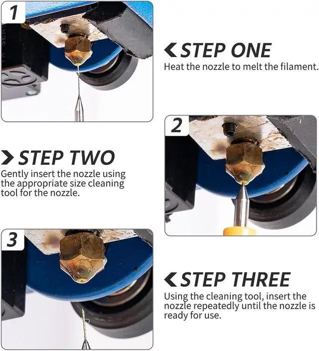Alt view image 3 of 7 - TRONXY 3D Printer Nozzle Cleaning Kit, 10 pcs 0.1-1.0 mm Needles Drill Bits + 5 pcs MK8 Nozzle 0.4 mm Hardened Steel for FDM 3D Printer Extruder