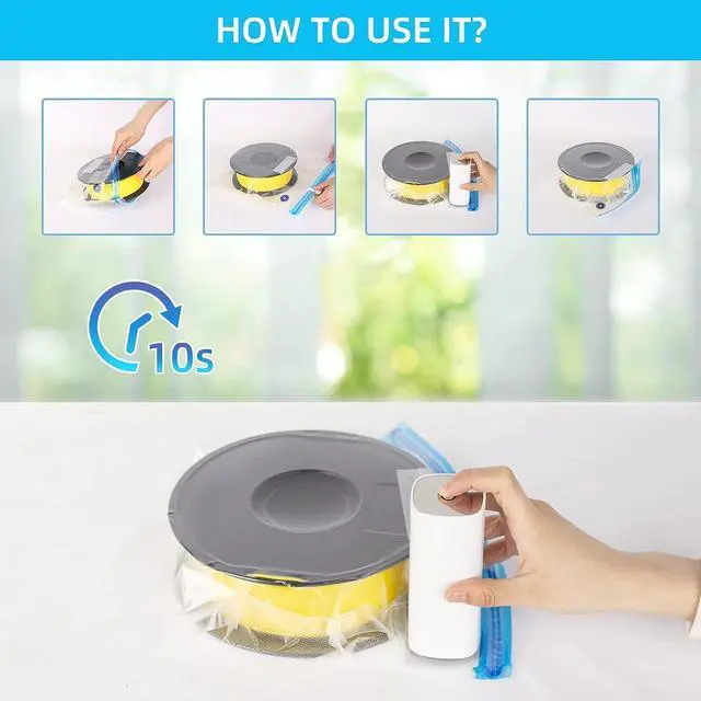 Alt view image 6 of 7 - 3D Printing Filament Storage Bags Vacuum Kit,10Pcs Filament Vacuum Bags with Automatic Pump/Clips, Filament Bags Storage Spool Sealing for Keeping Filament Dry