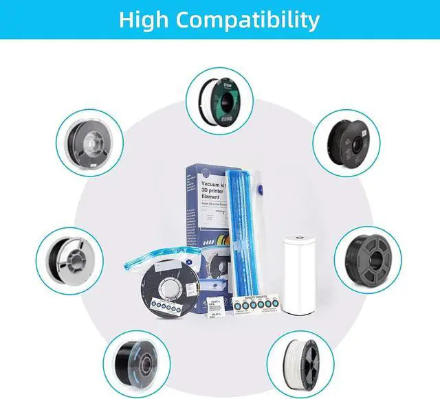 Alt view image 7 of 7 - 3D Printing Filament Storage Bags Vacuum Kit,10Pcs Filament Vacuum Bags with Automatic Pump/Clips, Filament Bags Storage Spool Sealing for Keeping Filament Dry