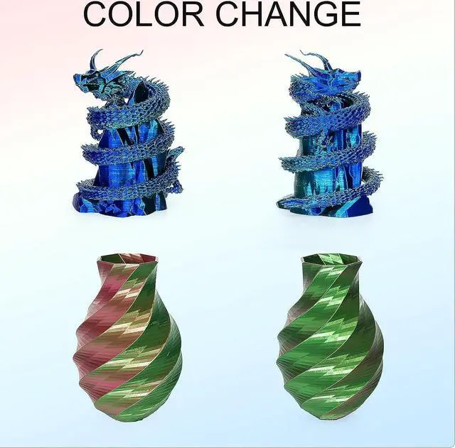 Alt view image 4 of 7 - Silk Dual Color 3D Printer Filament Bundle, 1.75 mm Color Changing PLA Bundle, 4 Spools 250g Each (Rose & Blue, Red & Gold, Violet & Green, Blue & Green)