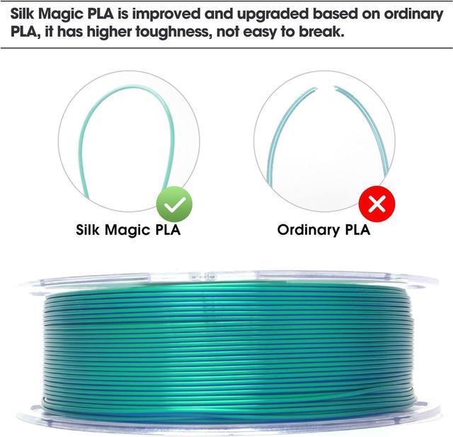 eSUN Silk Magic PLA Filament 1.75mm, Shiny Silk Dual Color Co Extrusion 3D  Printer Filament, 1KG (2.2 LBS) Spool 3D Printing Color Change Filament for