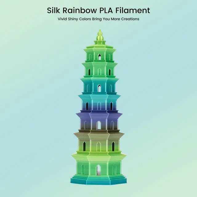 Alt view image 2 of 7 - Sovol 3D Printer Silk Shiny Gradient Multicolored Fast Change Rainbow PLA 1kg (2.2 lbs) Spool 3D Printing Materials, Wiring Tightness, Dimensional Accuracy +/- 0.03 mm, 1.75 mm, Green Rainbow