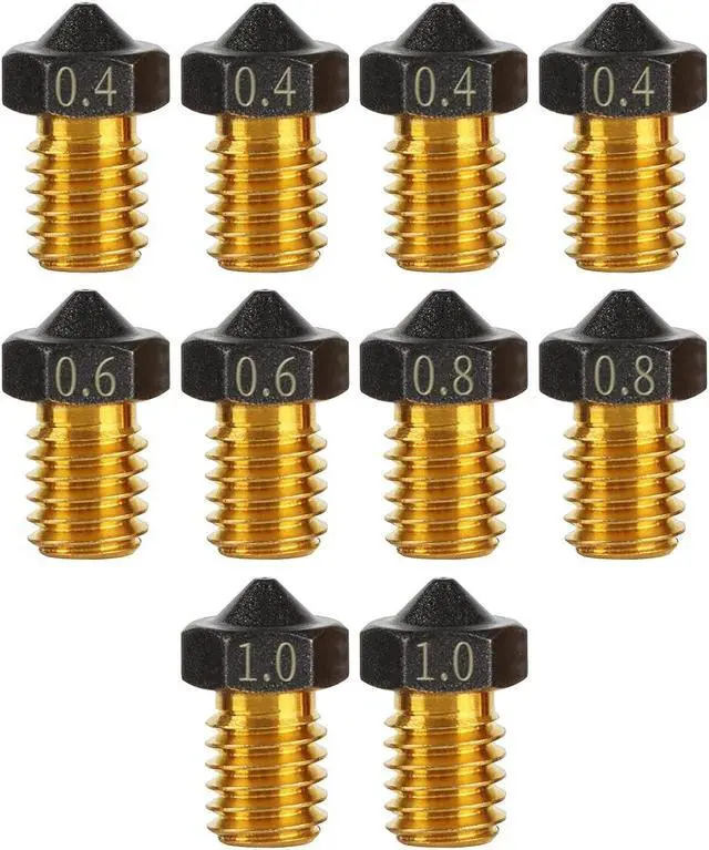 Main image of 10Pcs PTFE V6 Extruder Nozzles 0.4/0.6/0.8/1.0mm PTFE V6 Hotend Nozzle 1.75mm Filament for Anycubic Mega Series, Kobra Neo, Kobra Go, Chiron, for Prusa i3 MK3, Mini+
