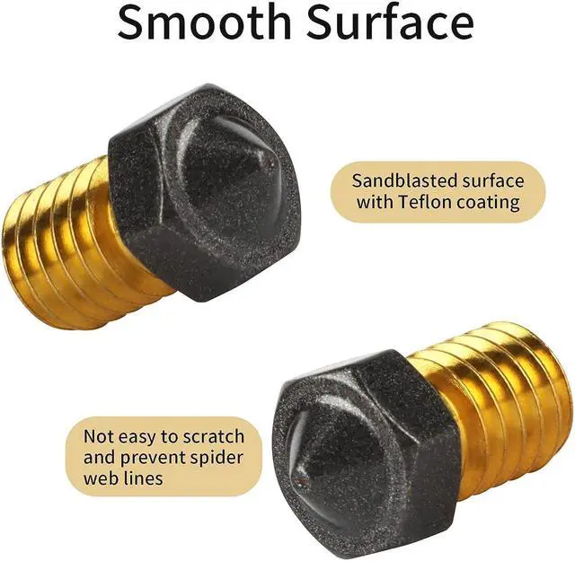 Alt view image 3 of 7 - 10Pcs PTFE V6 Extruder Nozzles 0.4/0.6/0.8/1.0mm PTFE V6 Hotend Nozzle 1.75mm Filament for Anycubic Mega Series, Kobra Neo, Kobra Go, Chiron, for Prusa i3 MK3, Mini+