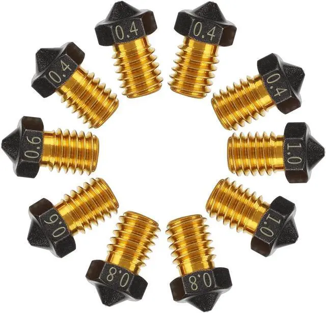 Alt view image 2 of 7 - 10Pcs PTFE V6 Extruder Nozzles 0.4/0.6/0.8/1.0mm PTFE V6 Hotend Nozzle 1.75mm Filament for Anycubic Mega Series, Kobra Neo, Kobra Go, Chiron, for Prusa i3 MK3, Mini+