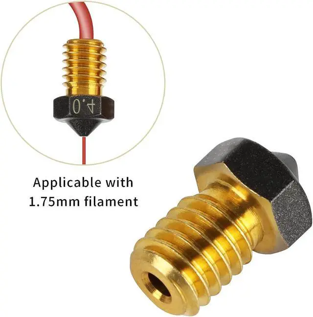 Alt view image 4 of 7 - 10Pcs PTFE V6 Extruder Nozzles 0.4/0.6/0.8/1.0mm PTFE V6 Hotend Nozzle 1.75mm Filament for Anycubic Mega Series, Kobra Neo, Kobra Go, Chiron, for Prusa i3 MK3, Mini+