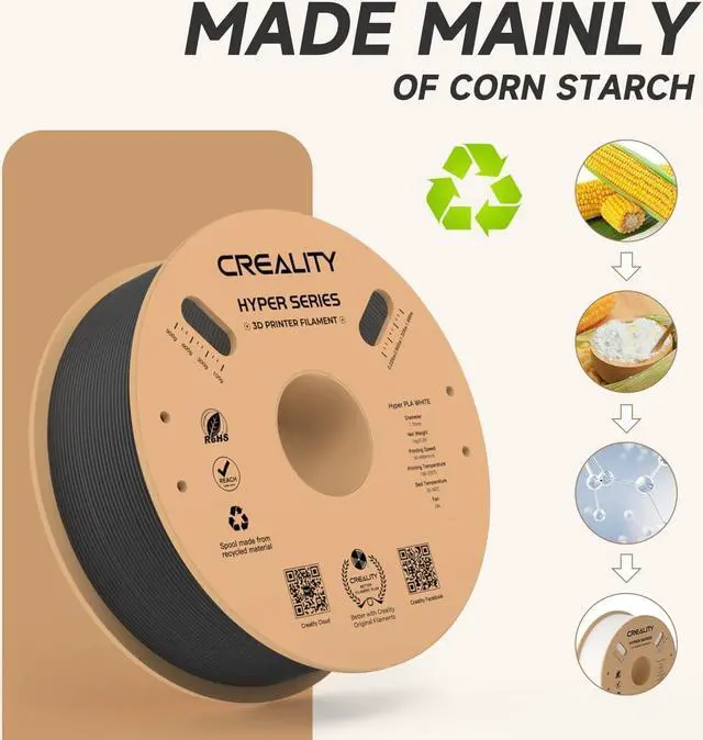 Alt view image 4 of 7 - Official CREALITY Hyper PLA Filament 1.75mm, High Speed PLA 30-600mm/s Rapid 3D Printer Filament, Dimensional Accuracy +/-0.02mm, Fit Most FDM 3D Printers, 1KG(2.2lbs) Spool Black