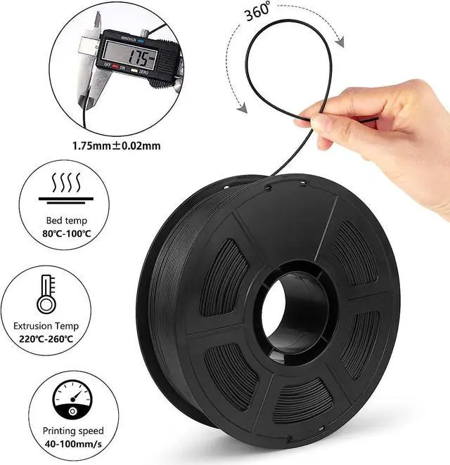 Alt view image 3 of 7 - Carbon Fiber ABS Filament 1.75mm, Lightweight & High Toughness, Enhanced ABS-CF 3D Printer Filament, Black Carbon Fiber Filament ABS Filament 1kg(2.2lbs) Spool