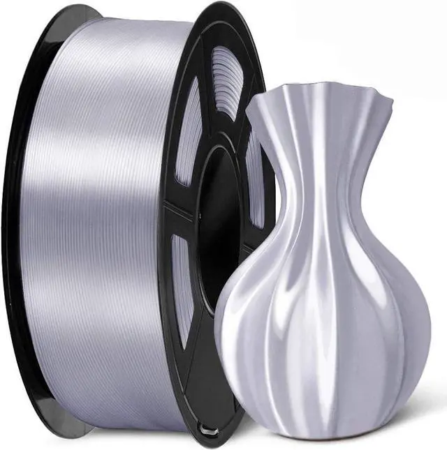 Main image of SUNLU Silk PLA Filament 1.75mm, Neatly Wound Shiny PLA 3D Printer Filament, Dimensional Accuracy +/- 0.02mm, Fit Most 3D Printers, Good Vacuum Packaging, 1kg Spool(2.2lbs), 330 Meters, Silky Silver