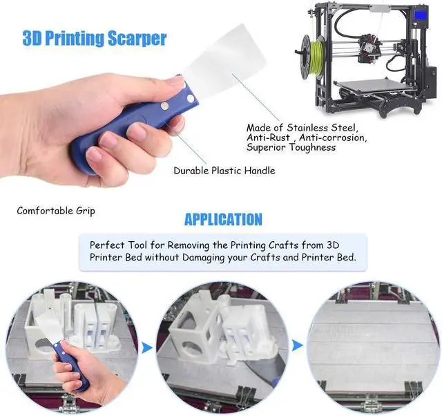 Alt view image 5 of 7 - Glarks 34Pieces 3D Printer Nozzle Cleaning Removal Tool Kit, Including 0.35mm 0.4mm Cleaning Needles, Wood Carving Tools Kit, Knife Clean Up Kit, Tweezers, Scraper, Wire Cutter