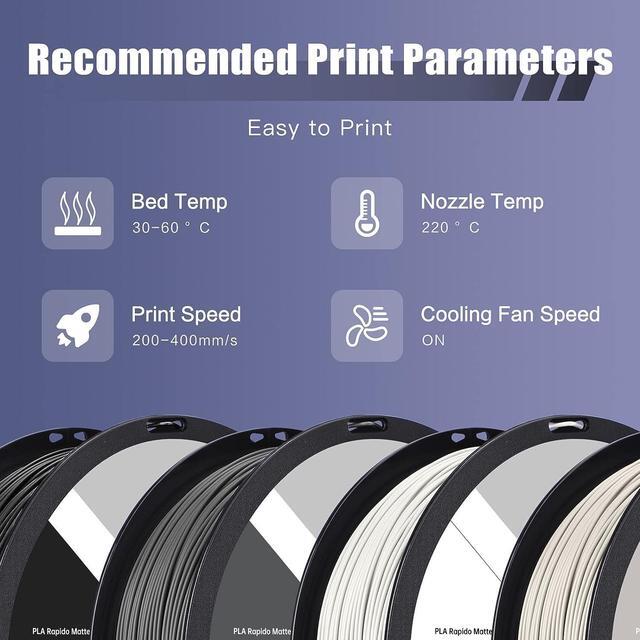 Alt view image 6 of 7 - R QIDI TECHNOLOGY Matte PLA Filament 1.75mm, 3D Printer Filament PLA Rapido Matte 1kg Spool (2.2lbs), Suitable for Hyper Speed Printing, 3D Printing Filament Fit Most FDM 3D Printers, Matte Black