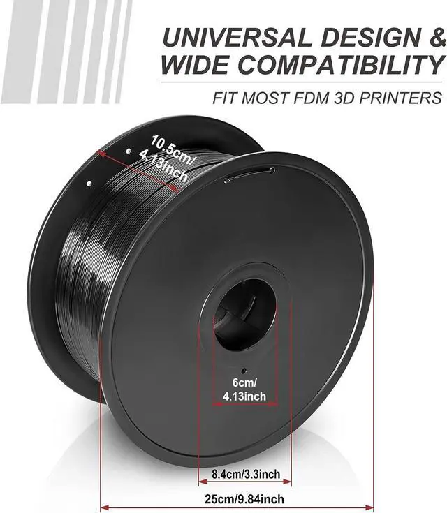 Alt view image 3 of 7 - Petg Filament 1.75,Toughness Enhanced Black Petg Vacuum Sealed,3kg Spool Adhere Well Tangle-Free 3D Printing Filament,Dimensional Accuracy 1.75mm ±0.02mm Fit Most FDM Printer