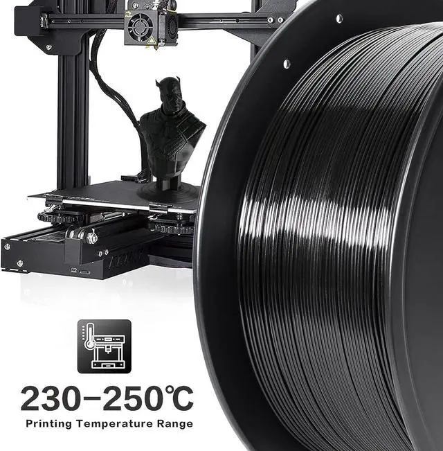 Alt view image 7 of 7 - Petg Filament 1.75,Toughness Enhanced Black Petg Vacuum Sealed,3kg Spool Adhere Well Tangle-Free 3D Printing Filament,Dimensional Accuracy 1.75mm ±0.02mm Fit Most FDM Printer