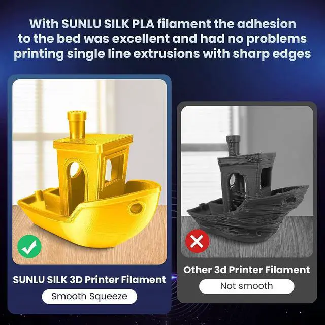 Alt view image 7 of 7 - SUNLU 3D Printer Silk Filament,Shiny Silk PLA Filament 1.75mm, Smooth Silky Surface, Great Easy to Print for 3D Printers, Dimensional Accuracy +/- 0.02mm, Silk Light Gold 1KG
