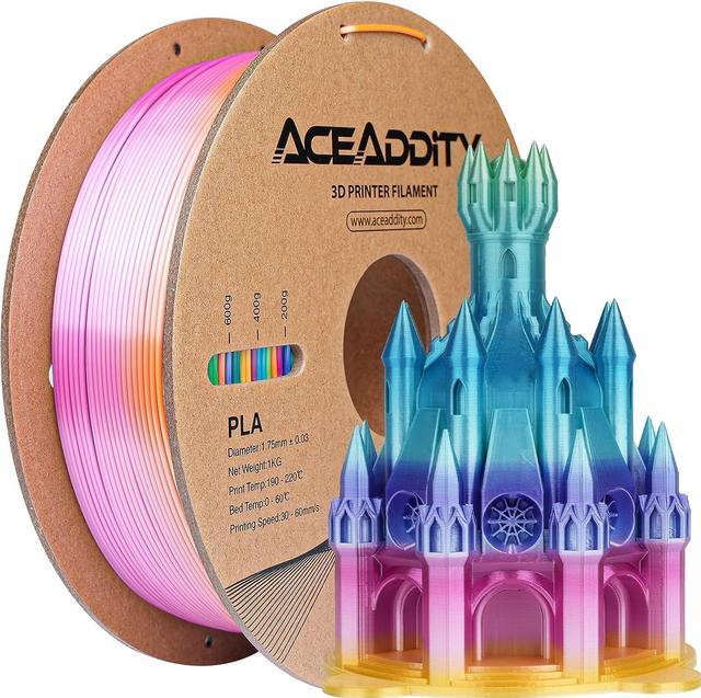 Aceaddity PLA 3D Printer Filament, Rainbow PLA Filament 1.75mm