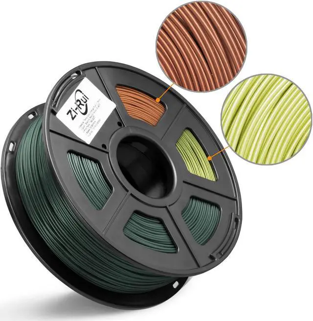 Alt view image 3 of 7 - Zi-Rui 3D Printer PLA Filament, Tri Color Changing with Temperature, Pine Green to Light Orange to Yellow,1.75mm (+/- 0.03mm),2.2LBS(1KG)