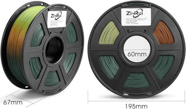 Alt view image 5 of 7 - Zi-Rui 3D Printer PLA Filament, Tri Color Changing with Temperature, Pine Green to Light Orange to Yellow,1.75mm (+/- 0.03mm),2.2LBS(1KG)