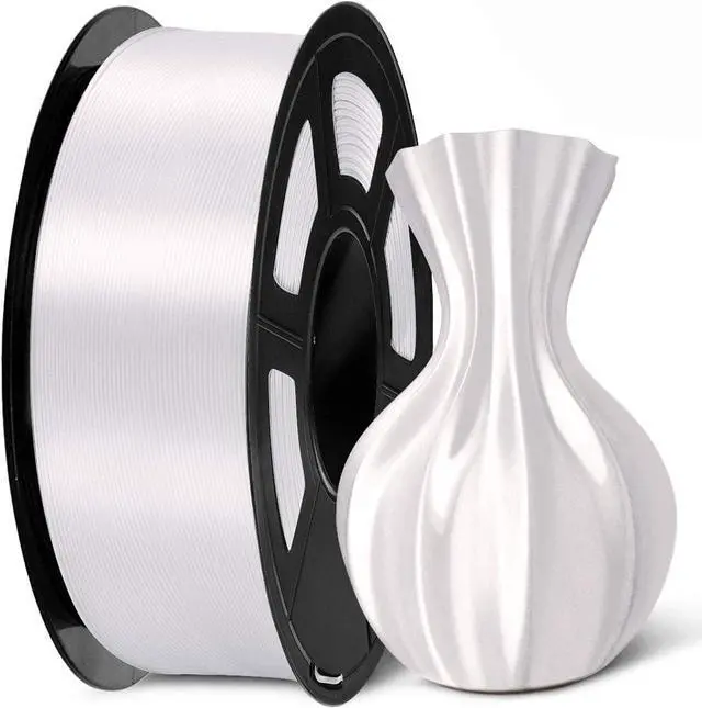 Main image of SUNLU Silk PLA Filament 1.75mm, Neatly Wound Shiny PLA 3D Printer Filament 1.75mm Dimensional Accuracy +/- 0.02mm, Fit Most FDM 3D Printers, 1kg Spool (2.2lbs), 330 Meters, Silky PLA White