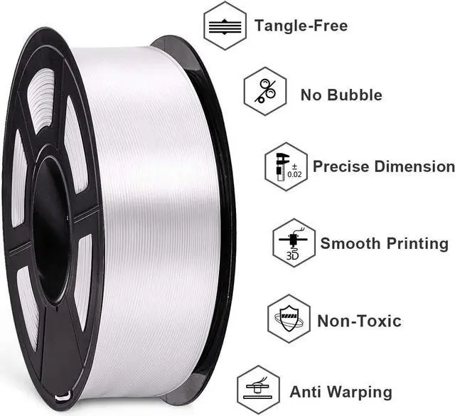 Alt view image 3 of 7 - SUNLU Silk PLA Filament 1.75mm, Neatly Wound Shiny PLA 3D Printer Filament 1.75mm Dimensional Accuracy +/- 0.02mm, Fit Most FDM 3D Printers, 1kg Spool (2.2lbs), 330 Meters, Silky PLA White