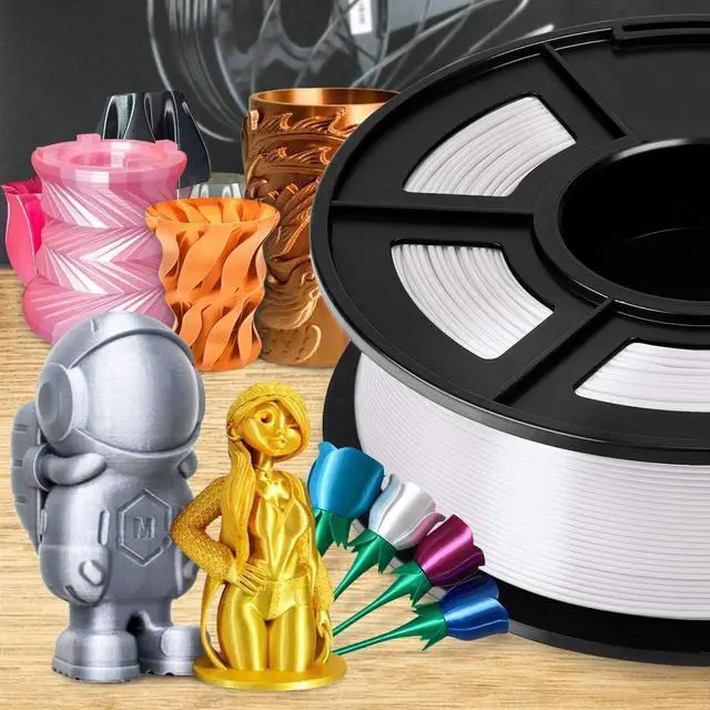 Alt view image 6 of 7 - SUNLU Silk PLA Filament 1.75mm, Neatly Wound Shiny PLA 3D Printer Filament 1.75mm Dimensional Accuracy +/- 0.02mm, Fit Most FDM 3D Printers, 1kg Spool (2.2lbs), 330 Meters, Silky PLA White