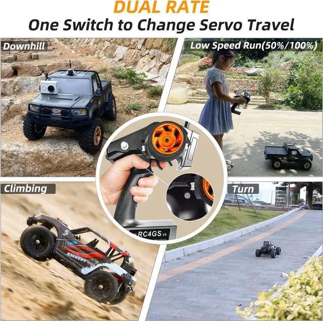 Alt view image 5 of 7 - Radiolink RC4GS V3 5 Channels RC Transmitter and Receiver, 2.4GHz Surface Remote Controller R6FG Gyro RX Combo, 30 Models Storage for RC Crawler, Drifting, Bash, Buggy Cars and Boats