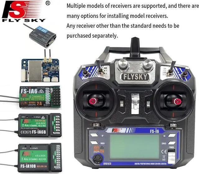 Alt view image 7 of 7 - FS-i6 6CH 2.4GHz Radio System RC Transmitter Controller with FS-iA6 Receiver for RC Helicopter Plane Quadcopter Glide(Model_2)