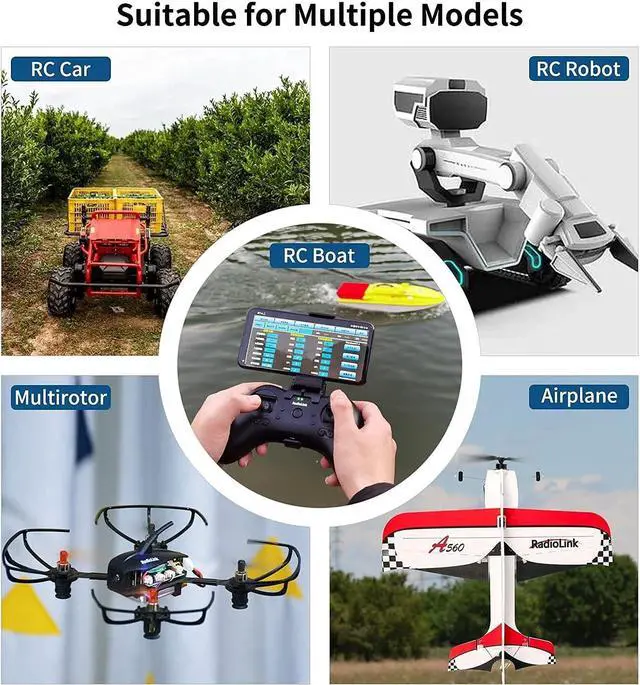 Alt view image 5 of 7 - Radiolink T8S 8 Channels 2.4GHz RC Transmitter and Receiver R8EF RX, Remote and Controller Built-in Rechargeable Battery for Quad/Airplane/Car/Boat and More (Mode 2 Left Hand)