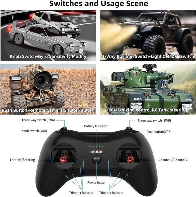 Alt view image 3 of 7 - Radiolink T8S 8 Channels 2.4GHz RC Transmitter and Receiver R8EF RX, Remote and Controller Built-in Rechargeable Battery for Quad/Airplane/Car/Boat and More (Mode 2 Left Hand)