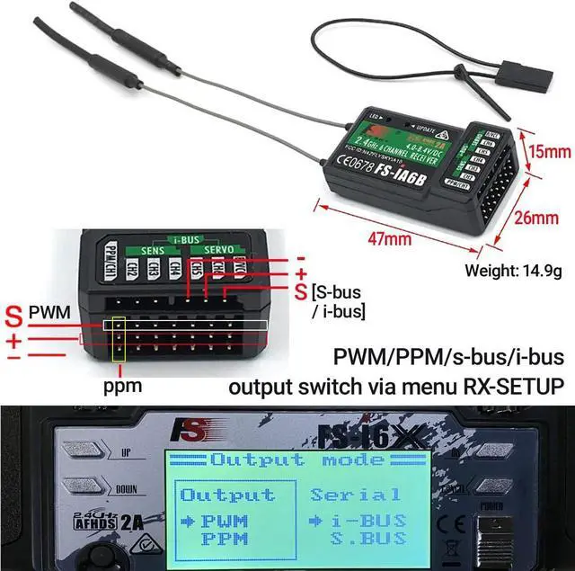 Alt view image 5 of 7 - DTXMX Flysky FS-i6X 6CH RC Transmitter and Receiver FS-iA6B 2.4GHz Radio Controller for RC Helicopter Quadcopter FPV Racing Drone Car Boat