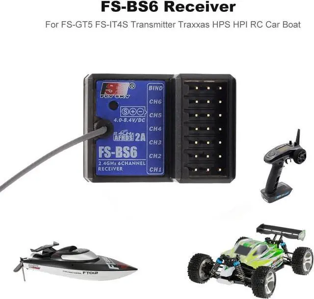 Alt view image 4 of 7 - Flysky FS-GT5 6 Channels RC Transmitter with FS-BS6 Gyro Receiver 2.4G RC Radio Controller 20 Models Storage for RC Buggy Crawler Car Boats Tank