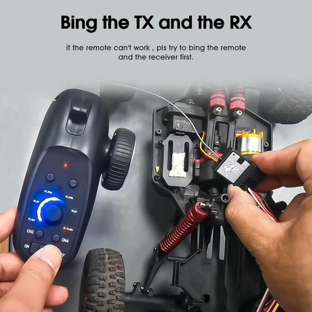 Alt view image 3 of 7 - 2.4ghz RC Controller 4CH RC Remote and Receiver Digital Radio Transmitter for 18 110 116 132 RC Car Boat Tank Crawler GA-4H-TX (Transmitter and Receiver Set), Black