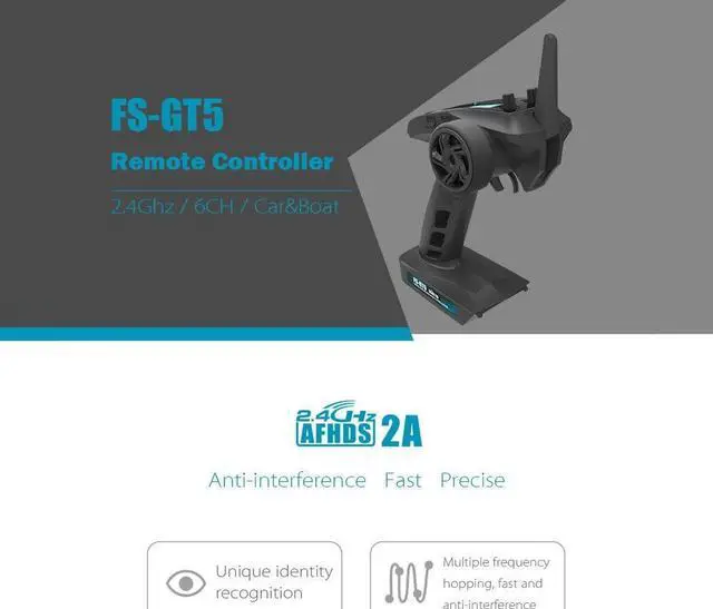 Alt view image 4 of 4 - FS-GT5 6CH AFHDS RC Transmitter w/ FS-BS6 Receiver for RC Car Boat