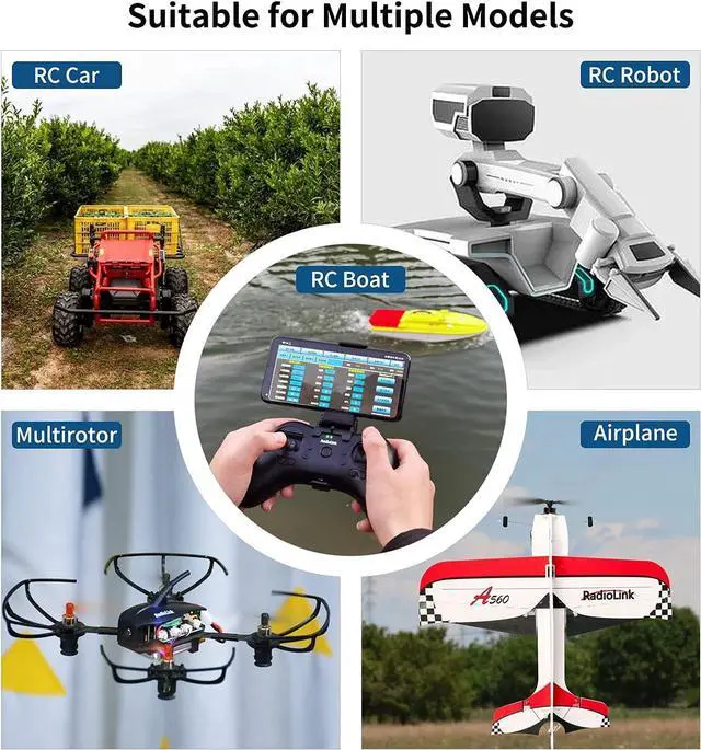 Alt view image 5 of 7 - Radiolink T8S 8 Channels 2.4G RC Transmitter and Receiver 8CH R8EF RX, Radio Remote Controller, Built-in Rechargeable 1S Battery for Quad Drone/Airplane/Car/Boat/Robot and More (Mode 2 Left Throttle)
