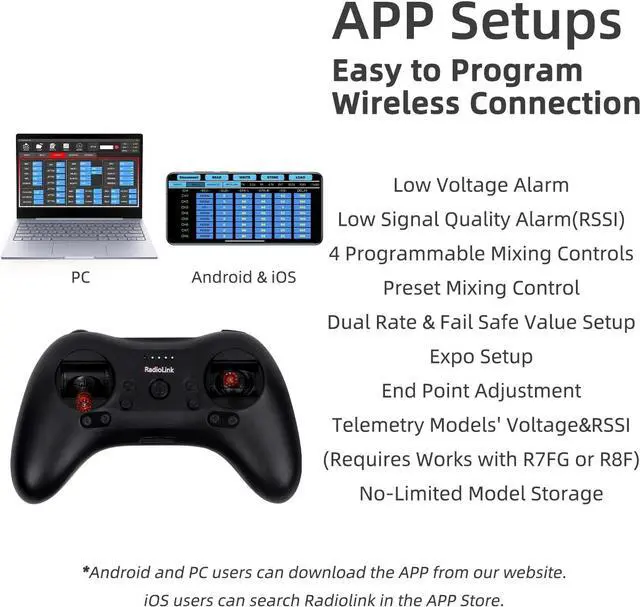 Alt view image 7 of 7 - Radiolink T8S 8 Channels 2.4G RC Transmitter and Receiver 8CH R8EF RX, Radio Remote Controller, Built-in Rechargeable 1S Battery for Quad Drone/Airplane/Car/Boat/Robot and More (Mode 2 Left Throttle)