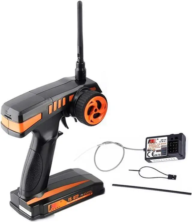 Main image of Flysky FS-GT2 RC Transmitter with FS-GR3E Receiver, 2.4GHz 2 Channels Radio Controller and 3 Channels Receiver for RC Car Boat