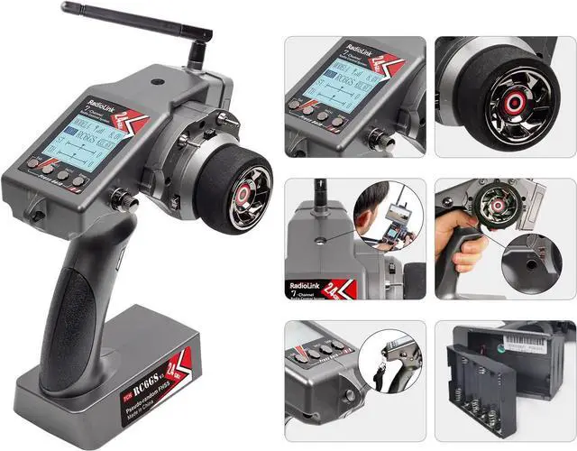 Alt view image 3 of 7 - Radiolink RC6GS V3 New 7 Channels RC Transmitter and Gyro Receiver R7FG, Voltage Telemetry, 2.4Ghz Surface Radio Controller for RC Crawler, Drifting, Bash, Buggy Cars, and Boats