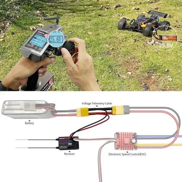 Alt view image 4 of 7 - Radiolink RC6GS V3 New 7 Channels RC Transmitter and Gyro Receiver R7FG, Voltage Telemetry, 2.4Ghz Surface Radio Controller for RC Crawler, Drifting, Bash, Buggy Cars, and Boats