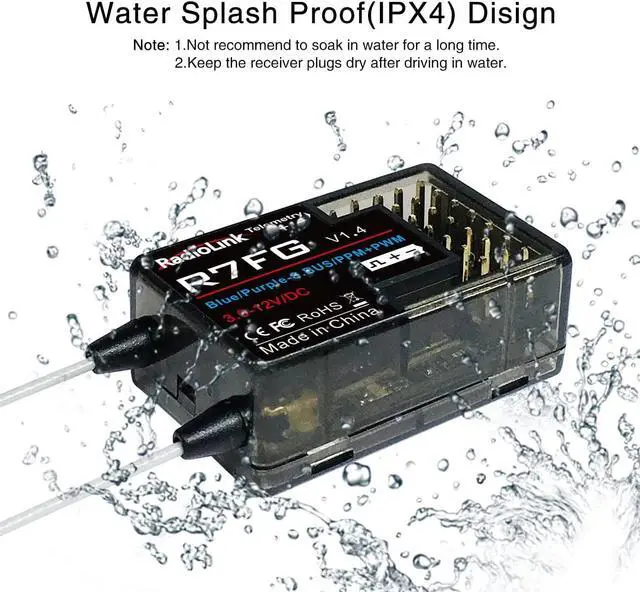Alt view image 4 of 7 - Eighteenup Radiolink R7FG 7 Channel Gyro Receiver 2.4GHz Integrated Telemetry Long Range Control for RC Car Boat Compatible Radiolink Transmitter RC6GS V3/RC6GS V2/RC6GS/RC4GS V3/RC4GS V2/RC4GS(2 Pcs)