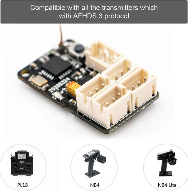 Alt view image 3 of 7 - GoolRC Flysky GMr Receiver, 2.4GHz 4CH AFHDS 3 Remote Control Receiver PWM Output Compatible with PL18/NB4 and NB4 Lite Transmitters for RC Racing Vehicle Drifting Mini Car
