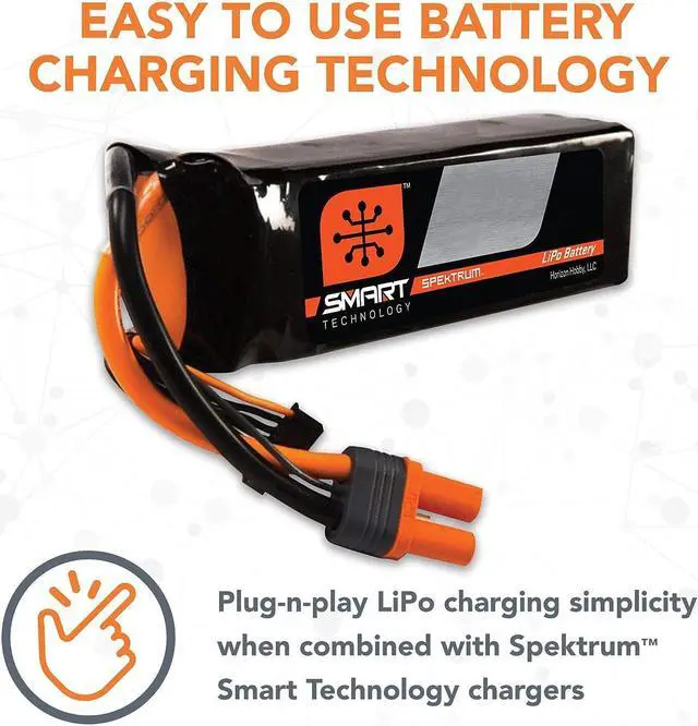 Alt view image 3 of 6 - Smart RC LiPo Battery Pack: 5000mAh 6S 22.2V 30C with IC5 Connector (EC5 Compatible), SPMX50006S30, Black