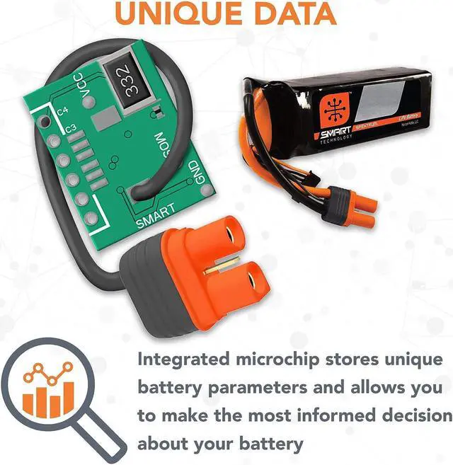 Alt view image 4 of 6 - Smart RC LiPo Battery Pack: 5000mAh 6S 22.2V 30C with IC5 Connector (EC5 Compatible), SPMX50006S30, Black