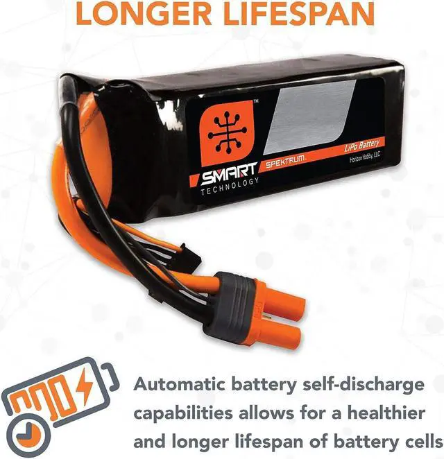 Alt view image 5 of 6 - Smart RC LiPo Battery Pack: 5000mAh 6S 22.2V 30C with IC5 Connector (EC5 Compatible), SPMX50006S30, Black