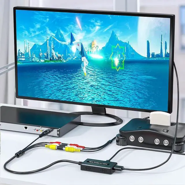 Alt view image 6 of 7 - RCA Svideo to HDMI Converter Support 4 : 3/16 : 9 Aspect Ratio Switch 720P/1080P HDMI Output Switch S-video AV RCA to HDMI converter for VHS/DVD/Wii/PS1/PS2/N64/NGC to Display on HDMI Screen