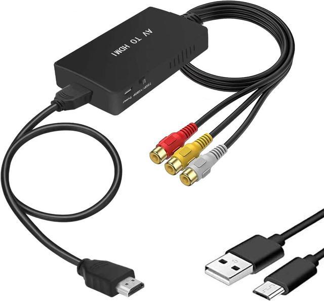 RCA to HDMI Converter AV to HDMI Adapter Composite to HDMI Adapter Support  1080P PAL/NTSC Compatible with WII/WII  U/PS1/PS2/PS3/STB/Xbox/VHS/VCR/Blue-Ray DVD ect 