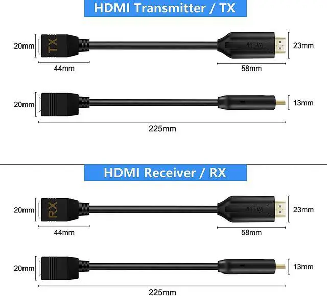 Alt view image 4 of 7 - HDMI Extender Over Cat5e/6 HDMI to RJ45 Extender Ethernet Network Converter Cable Repeater 1080P up to 60m HD MI Transmitter and Receiver for HDTV STB