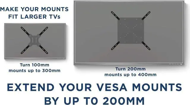 Alt view image 3 of 7 - Mount-It! VESA Mount Adapter Kit | TV Wall Mount Bracket Adapter Converts 200x200 mm Patterns to 400x200 and 400x400 mm | Fits Most 32 Inch to 55 Inch TVs | Hardware Included