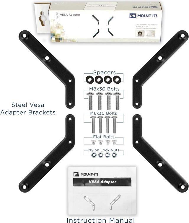 Alt view image 7 of 7 - Mount-It! VESA Mount Adapter Kit | TV Wall Mount Bracket Adapter Converts 200x200 mm Patterns to 300x300 and 400x400 mm | Fits Most 32 Inch to 55 Inch TVs | Hardware Included