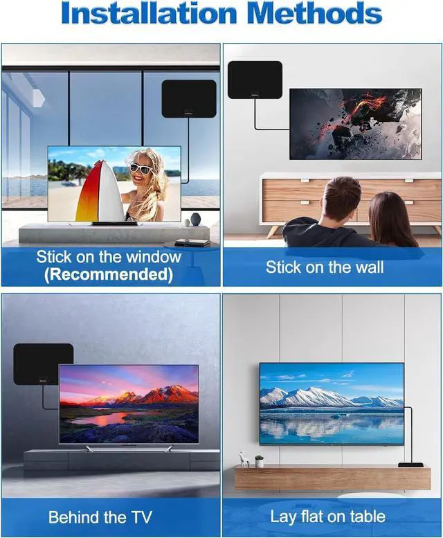 Alt view image 7 of 7 - TV Antenna Indoor, Digital Amplified Indoor HDTV Antenna, 1080p VHF UHF Television Local Channels Detachable Signal Amplifier and 16.5ft Long Coax Cable