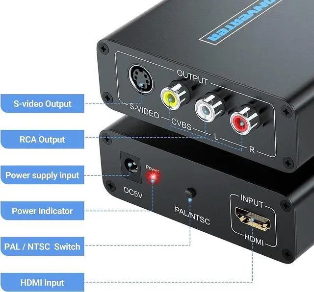 Alt view image 4 of 6 - HDMI to S-Video Converter HDMI to Svideo RCA Converter HDMI to Composite AV CVBS Audio Video Converter Adapter Includes RCA and S-Video Cables